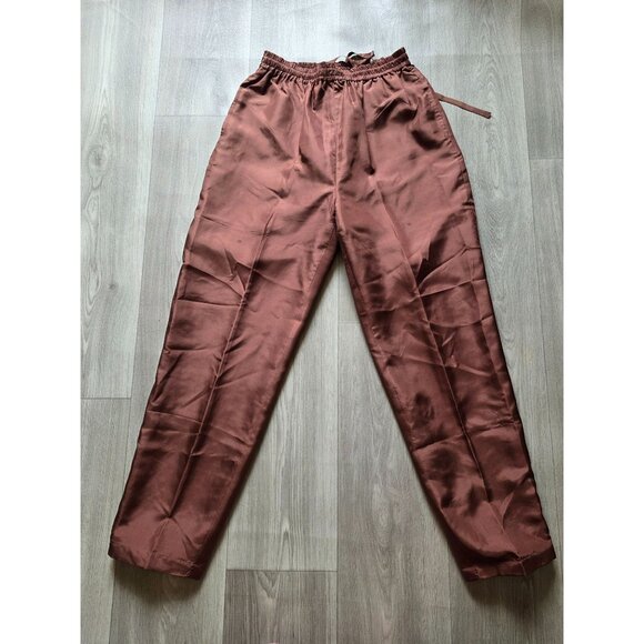 Oleg Cassini Womens Silk Pants Medium Brown - Picture 1 of 4